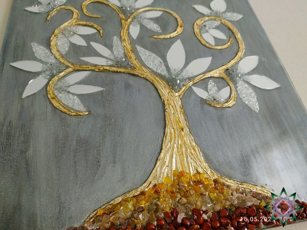 Edelsteine Baum Epoxid Harz Art mit Spiegelelementen