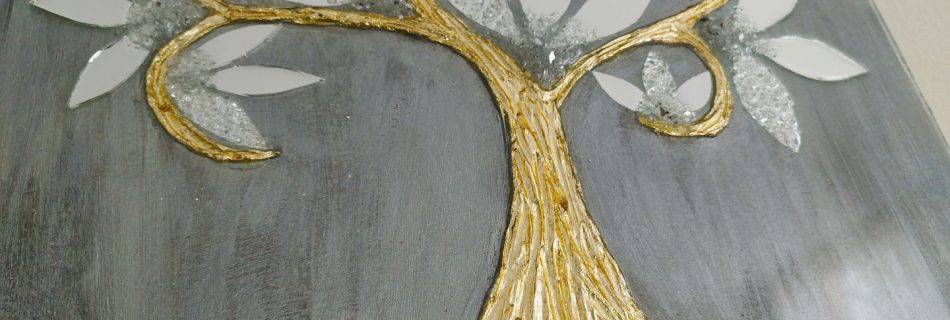 Edelsteine Baum Epoxid Harz Art mit Spiegelelementen