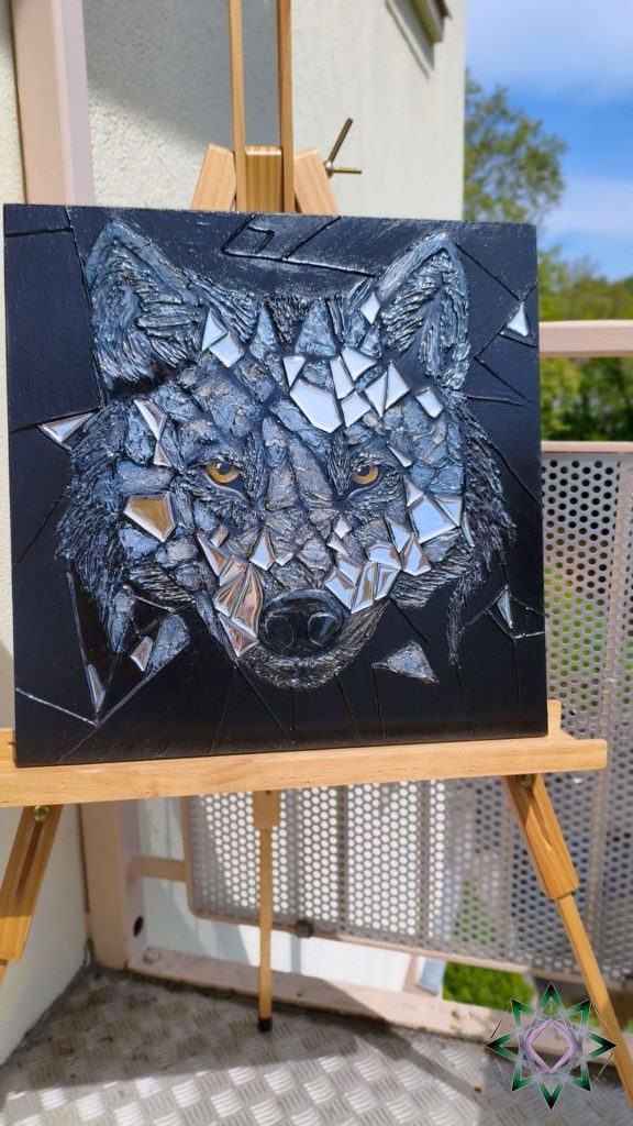 Stralende Gemälde mit Spiegelelementen, Textur und Epoxidharz WOW - Effekt Geschenk