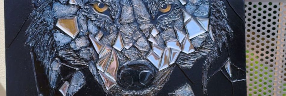 Stralende Gemälde mit Spiegelelementen, Textur und Epoxidharz WOW - Effekt Geschenk