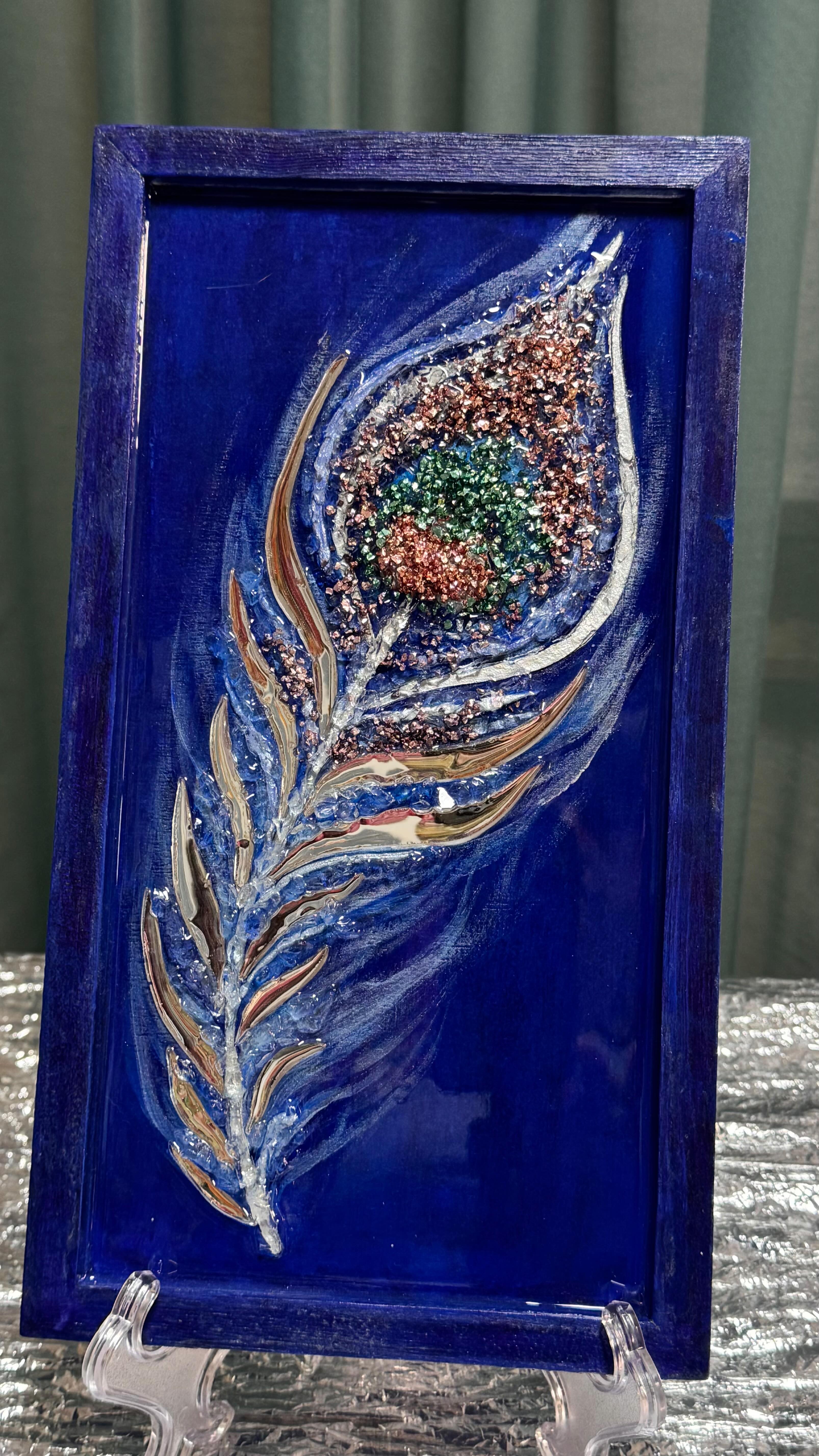 #epoxidharzbild #epoxidharz #geschenkefürsie #toteme #pfau